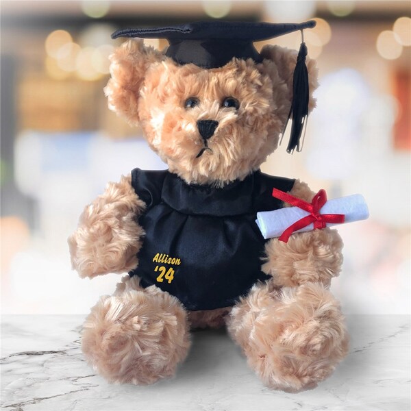 Personalized Graduation Teddy Bear, class of 2024 teddy bear, grad gift, graduate gift, stuffed bear, grad bear, graduation '24, college