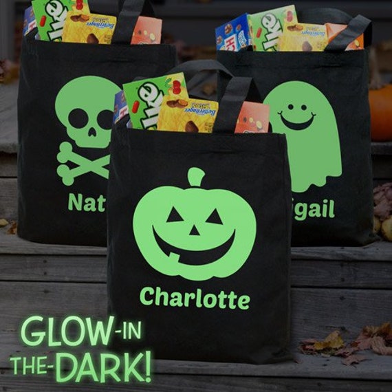 Personalized Glow in the Dark Halloween Trick or Treat Bag - Etsy