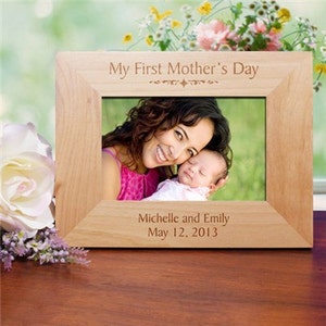 Personalized My First Mothers Day Wood Picture Frame, gift for mom, gift for new mom, wood frame, photo frame, mom picture frame -gfy934241