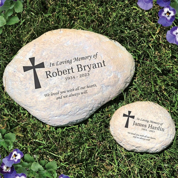 Engraved Memorial Garden Stone, garden decor, garden decoration, memorial garden, cross, sympathy gift, remembrance, custom memorial gift