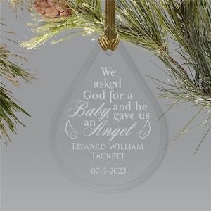 Engraved Tear Drop Memorial Ornament, Infant Memorial Ornament, Custom Memorial Christmas Ornament, Baby Loss, Miscarriage Memorial Gift