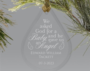 Engraved Tear Drop Memorial Ornament, Infant Memorial Ornament, Custom Memorial Christmas Ornament, Baby Loss, Miscarriage Memorial Gift