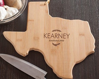 Personalized Family Name Texas State Cutting Board, carving board, engraved, kitchen decor, family name, personalized -gfyL10621165TX
