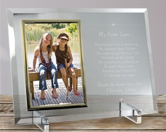 My Sister Frame Beveled Glass, Personalized Picture Frame, Gift For Sister, Sister Birthday Gift, Keepsake, Gift For Her, Sister Photo Frame