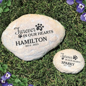 Engraved Furever In My Heart Garden Stone, Personalized Pet Memorial Stone, Headstone for Dog, Dog Burial Marker, Pet Loss Gift, Dog Loss