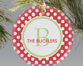 Polka Dot Round Glass Personalized Ornament, Christmas Ornaments, Tree Ornaments, Christmas Decorations, custom tree ornament -gfy8135324R