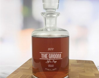 Engraved Groomsmen Estate Decanter, 50oz. Decanter, , Custom Groomsman Gift, Personalized Whiskey Decanter for Groomsman -gfyL7608388