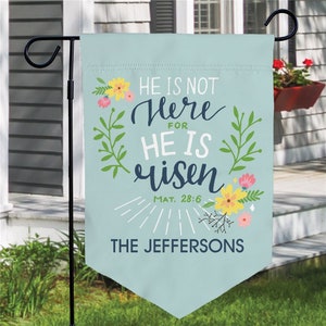 He is Risen Pennant Personalized Garden Flag, Easter Garden Flag, Easter Decoration, Religious Gift, Easter Decor, Christian Easter Decor