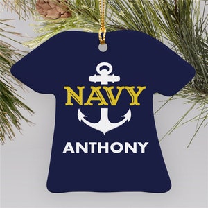 T-Shirt Navy Personalized Ornament, Navy Ornament, Military Ornament, Military Christmas Ornament, Personalized Ornament -gfyU1376963