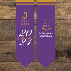 Your School Colors Personalized Stripes Graduation Stole, grad gift, gift for graduate, graduation attire, college graduation, class of 2024 image 7