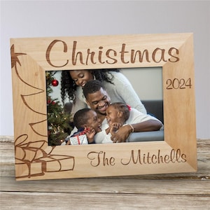 Personalized Christmas Picture Frame, Family Christmas Card Photo Frame, Holiday Picture Frame, Christmas Decor, Wood Picture Frame