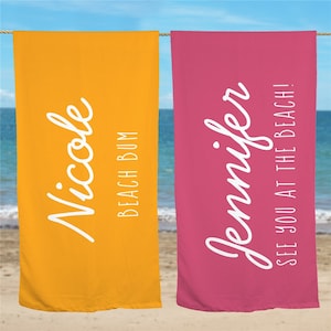 Personalized Any Name & Message Beach Towel, Beach Towel, Cute Beach Towel, Pool Towels, Summer Towel, Customized Beach Towel -gfyU1968133