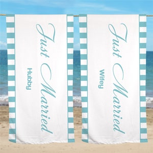 Personalized Wedding Beach Towel, Wedding Gift, Honeymoon Gift, Couples Gift, Just Married Beach Towels, Custom Pool Towel, Newlyweds Towel