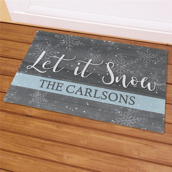Let It Snow Personalized Doormat Christmas Doormat Festive Etsy