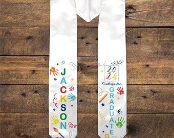 Personalized Kids Youth Graduation Stole, grad gift, gift for graduate, graduation attire, class of 2024, kindergarten, preschool graduation