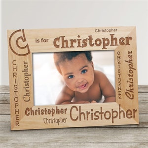 Personalized A Is For Name Frame, Picture Frame, Custom Wood Photo Frame, New Baby Gift, Baptism Gift, Christening Gift, Newborn Keepsake