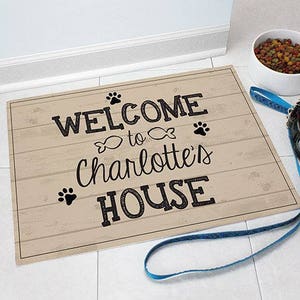 Welcome Fish Bone Personalized Pet Food Mat, dog mat, pet mat, food bowl mat, custom, dog decor, dog placemat, floor mat -gfy831117247-fish