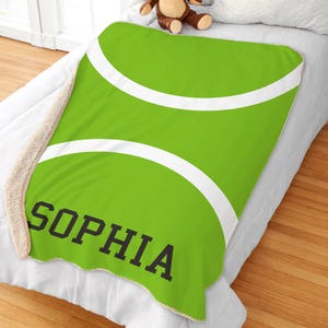 Tennis Personalized Sherpa Blanket, Gifts For Tennis Players, Custom Tennis Blanket With Name, Tennis Team Gifts, Sports Throw Blanket