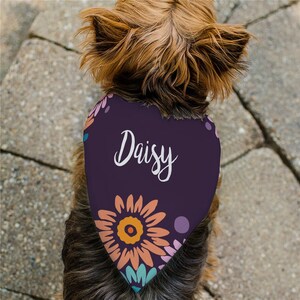 Personalized Daisy Pet Bandana, Personalized Pet Bandana, Custom Dog Bandanna, Floral Dog Bandana, Personalized Pet Clothing -gfyU1498252