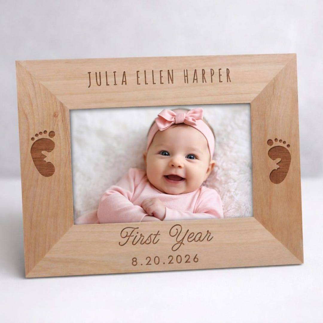 Personalized Baby First Year Photo Frame, Alder Wood Keepsake ...