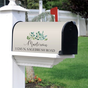 Personalized Leafy Simple Name Mailbox Cover, Outdoor Decor, Magnet Mailbox Cover With Address Numbers, Housewarming Gift, Family Name Sign