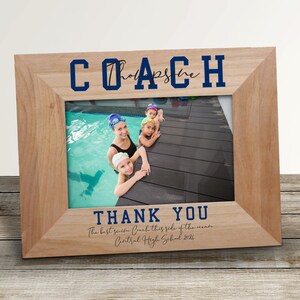 Thank You Coach Wood Personalized Picture Frame, Swim Coach Gift, Summer Swim Lessons, School Swim Team Coach Gift, Custom Picture Frame
