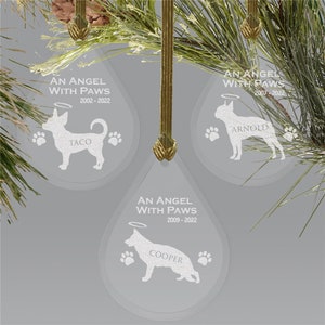 Holiday Engraved Tear Drop Dog Memorial Ornament, dog memorial ornament, tear drop ornament, dog memorial Christmas ornament, loss of dog