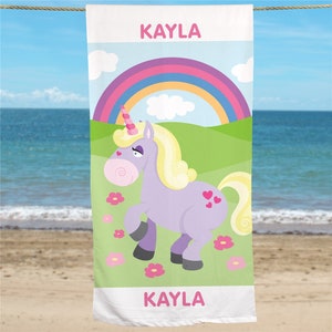 Unicorn Personalized Beach Towel, unicorn beach towel, personalized unicorn towel, unicorn beach towel, personalized beach towel for girls