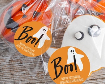 Personalized Boo Circle Labels, 96 Halloween Stickers, Trick or Treat Labels, Trunk or Treat Labels, Boo Stickers, Custom Labels With Ghost