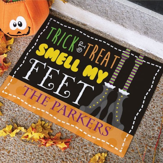 Trick or Treat Smell My Feet Personalized Doormat