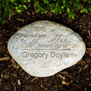 Engraved Planted With Love Memorial Garden Stone, Garden Decor, Garden Decoration, Memorial Garden, Sympathy Gift, In Memory Of Stone