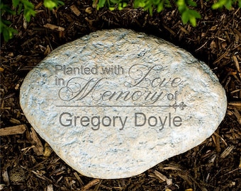Engraved Planted With Love Memorial Garden Stone, Garden Decor, Garden Decoration, Memorial Garden, Sympathy Gift, In Memory Of Stone