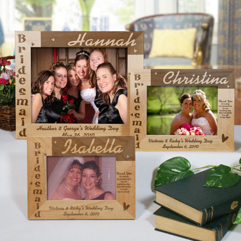 Engraved Bridesmaid Wood Picture Frame bridesmaid gift Etsy