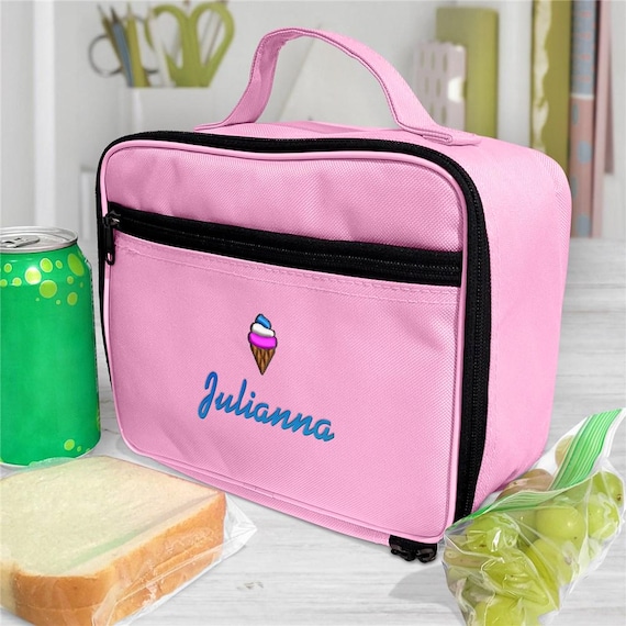 Personalized School Lunch Bag With Name, Kids Embroidered Lunch