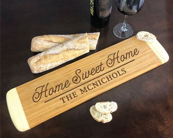 Engraved Home Sweet Home Bread Board, Personalized Family Name Cutting Board, Engraved Wooden Bread Board, Housewarming Gift -gfyL17981330