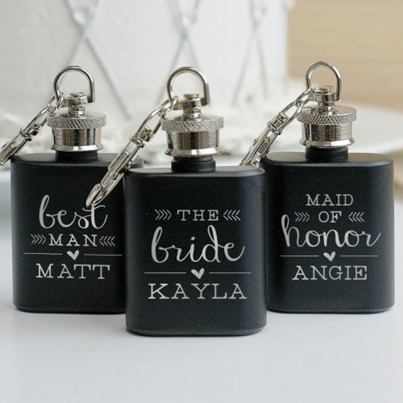 Engraved Wedding Party Mini Flask Wedding Flask Wedding Etsy