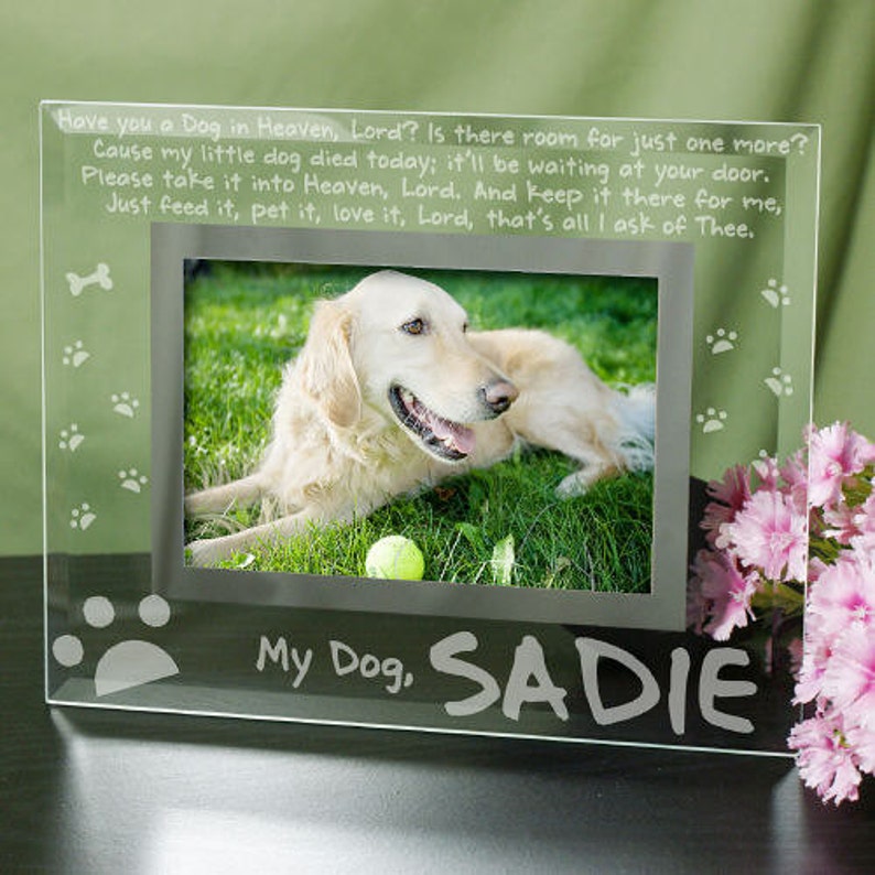 Engraved Dog Memorial Glass Picture Frame, Pet Memorial, Dog Memorial