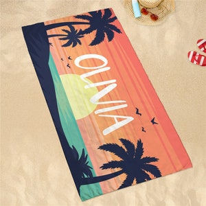Sand-Free  Personalized Sunset Beach Towel, personalized beach towel, kids beach towel, sand free towel, beach towel -gfyU14087158