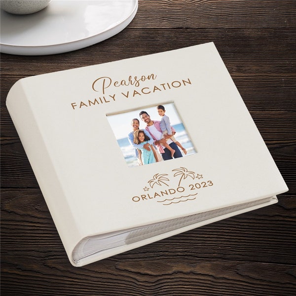 Engraved Family Vacation Palm Trees Leatherette Photo Album, Holds 200 4x6 Photos, Custom Photo Album, Photo Book, Family Gift, Scrapbook