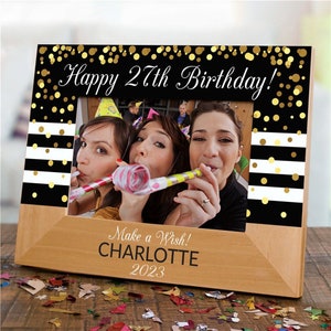 Make a Wish Personalized Wood Frame, gifts for birthday, birthday keepsake, picture frame for birthday, gifts for friends -gfy9182651