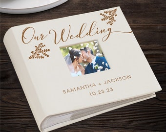 Engraved Our Wedding Leatherette Photo Album, Personalized Wedding Photo Album, Wedding Gift, Custom Scrapbook, Gift For Bride And Groom