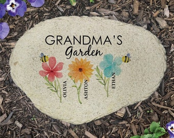 Watercolor Garden Flat Personalized Garden Stone, Custom Garden Decor, Garden Rock, Gifts For Her, Mother's Day, Customized -gfyUV1936615