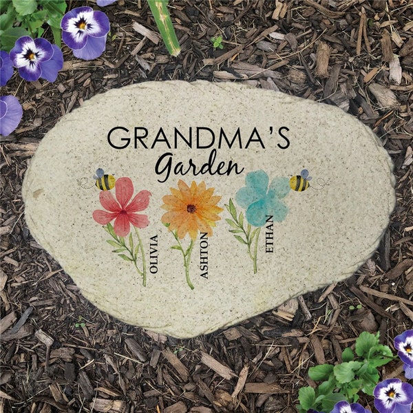 Watercolor Garden Flat Personalized Garden Stone, Custom Garden Decor, Garden Rock, Gifts For Her, Mother's Day, Customized -gfyUV1936615