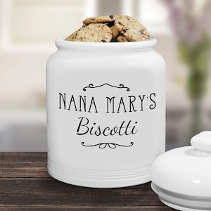 Personalized Ceramic Cookie Jar, Custom Treat Jar, Kitchen Decor, Ceramic Jar, Grandma&#39;s Cookies, Mom&#39;s Cookies, Housewarming, Wedding Gift