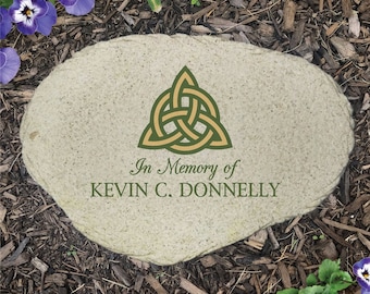 Personalized Celtic Knot Flat Garden Stone, Memorial Gardening Gift, Custom In Loving Memory Gift, Memorial Rock, Irish Memorial Gift
