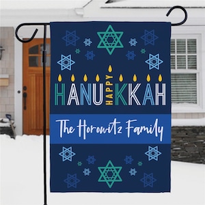 Menorah Happy Hanukkah Personalized Garden Flag, Hanukkah Decoration, Hanukkah Decor, Custom Garden Flag, Seasonal Decor, Holiday Home Decor