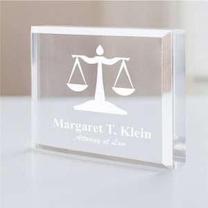 Lawyer Personalized Keepsake Paperweight, Acrylic, Scales, Attorney, Law, Keepsake, Personalized, Custom, Balance, Engraved -gfy727073