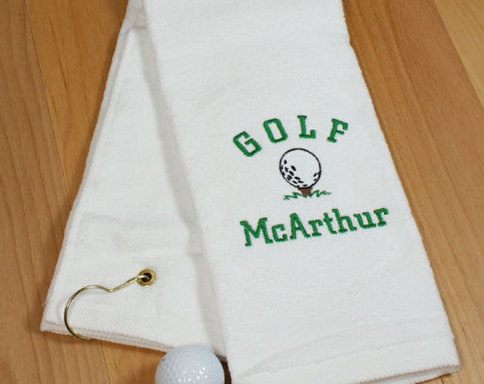 Embroidered Golf Ball Towel, personalized golf towel, personalized golf gift, golfer gift, gift for him, embroidered golf towel -gfyE42663