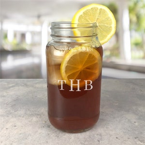 Engraved Monogram Large Mason Jar, custom mason jar, name mason jar, engraved, engraved glass, Engraved Mason jar, 26oz jar, housewarming