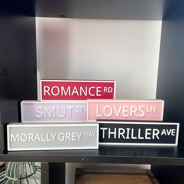 Custom Library Street Sign, 3D Printed Bookshelf Sign, Self Standing Book Street Sign, Reader Gift, Custom Book Lover Gift, Bookish Gifts